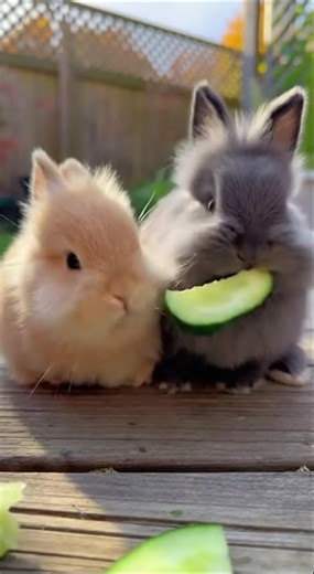 Adorable Baby Rabbit Couple Eating Cucumber Together 🐇💖 | Cutest Couple Ever!