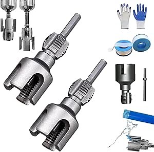 Integrated Internal and External Pipe Thread Cutting Tools, 1/2", 3/4" Electric Drill Compatible PVC Pipe Threader for Plumbing Repairs, DIY Pipe Sizes (1/2" + 3/4")