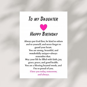 Daughter Birthday Blessing Card PRINTABLE Christian Prayer Note Instant DIGITAL DOWNLOAD Birthday Gift for Daughter Faith Encouragement - Etsy