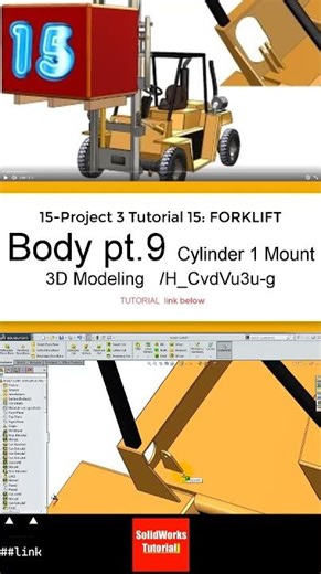 15- SolidWorks || Forklift ||: Cylinder1 Mount #3d #automobile #solidworks #caddrawing #engineering