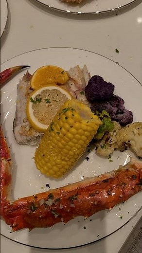 Cooking and Preparing Alaskan King Crab Legs with a garlic butter sauce and Frechly caught Wahoo.