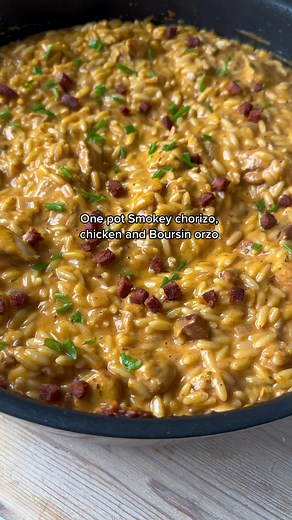 Smokey Chorizo Chicken Orzo Recipe | Easy One Pot Meal