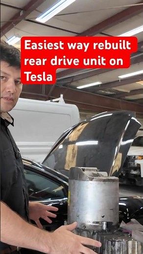 Tesla Model S 2015 Rear Drive Unit Rebuild with Engine Jack Safety Tips