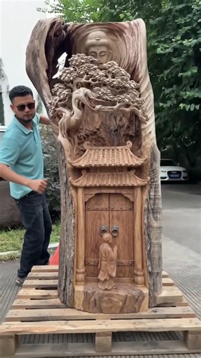 Buddha Awakens from Timber 🪵🧘‍♂️ | Incredible Wood Carving Art | Handmade Buddha Statue Masterpiece