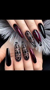 Cute vampire themed lacy nail art inspirations! 🖤❤️💅🕸️ #halloweennails #vampirenails #lacenailart #rednails #blacknails #nailartinspiration | Crazy Nailzz - The Nail Art Studio