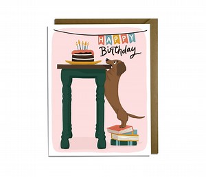 Funny Birthday Card - Dachshund Dog on Books - Etsy