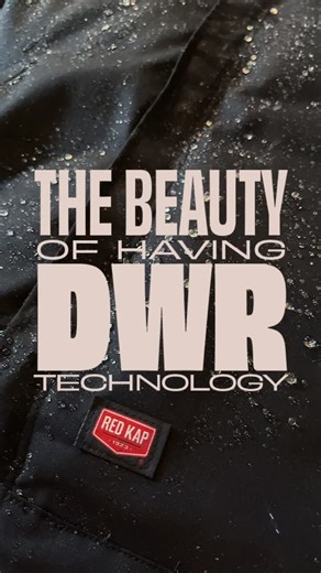 What is DWR? Durable Water Repellent fabric is more than just a name (or an acronym). It’s a specialized finish that keeps wind & water outside where they belong. So you can leave the umbrella at home and say R.I.P. to rain checks. #dwr #rainready #weatherproof #workwear #skilledtrades | Red Kap
