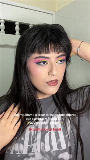 Acompáñame a crear delineado de colores con sombras y fijador con audios colombianos #maquillaje #tutorial #colombia #audios #meme