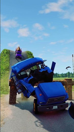 Truck & School Bus vs Logs Trap Crash - BeamNG.drive