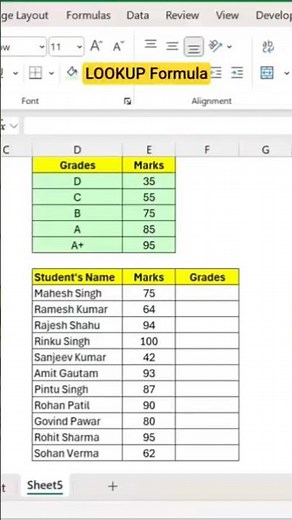 Turn marks into grades in Excel with this simple trick. | LOOKUP Formula |