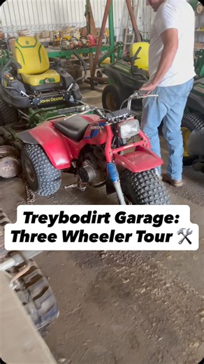 3.9K views · 381 reactions | Little peek at a few of the three wheelers y’all keep asking about. Which one’s your favorite?  #honda #garage #atv #atvlife #atvriding #threewheeler #3wheeler #bigboytoys | Treybodirt | Facebook