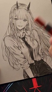 Zero Two 😗 #art #sketch #zerotwo #drawing #anime #animeart | Nom Nom
