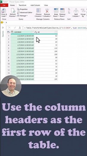 Demote Column Headers as First Row in Power Query