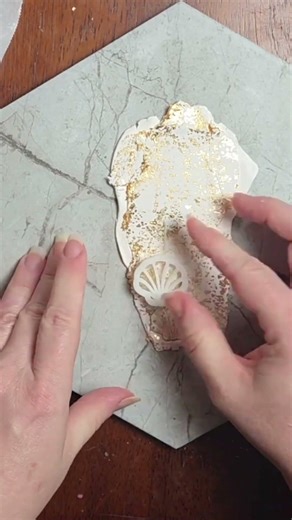 White and Gold Polymer Clay Sea Shells