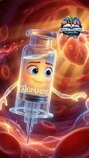 Medical Knowledge on Instagram: "Dopamine Injection ek vasopressor + inotropic medicine hai, jo low blood pressure (shock) aur heart function support ke liye ICU / emergency me use hota hai. Uses of Dopamine Injection: • Severe low BP (hypotension) • Shock (cardiogenic, septic – doctor supervision me) • Heart failure me cardiac output badhane ke liye • Critical care settings me organ perfusion improve karne ke liye How it works (dose dependent): • Low dose → kidney blood flow improve • Moderate 