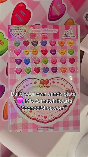 Tiny Conversation Hearts 💘 Mix & Match Candy Plate Stickers #Shorts #stickersheet#valentinestickers