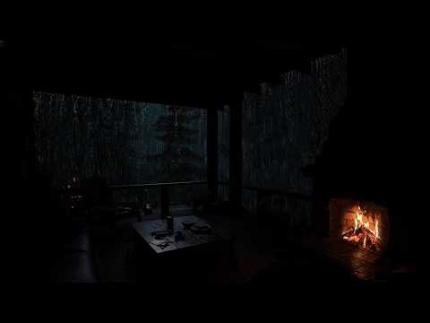 Instant Sleep in 5 Minutes😪🔥Cozy Rain, Thunderstorm & Crackling Fireplace in Forest | Ultimate Night