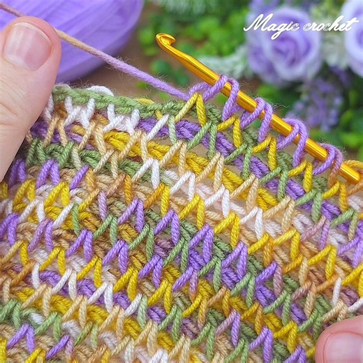🌈 Colorful Tunisian Crochet Pattern | Stunning “Tripe Stitch” Design Tutorial #crochet #tunisiancrochet | Magic crochet