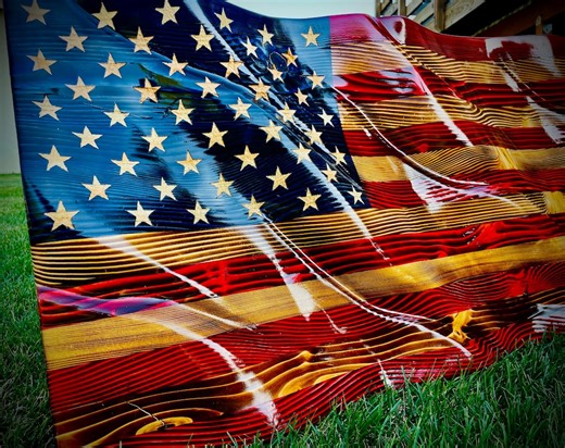 Handmade Waving Wood American Flag: Patriotic Wall Decor - Etsy