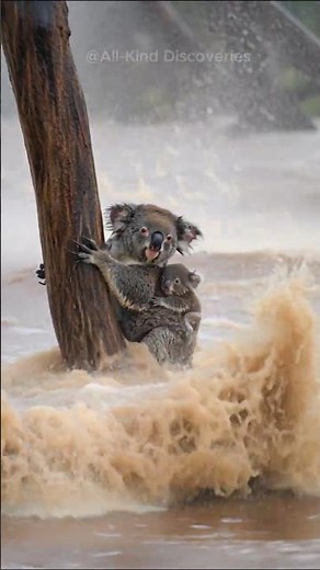 Unbelievable! Stranded Koala Reaches for Rescuer in Massive Flood #koala #rescue #shorts