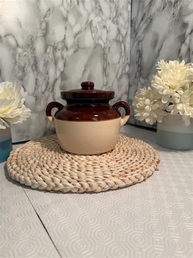 Vintage Mccoy USA Stoneware Bean Pot - Two-tone Brown & Cream, No. 341 With Lid - Etsy