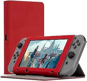 Orzly Screen Cover Stand Compatible with Nintendo Switch, RED Multi-Functional Tablet Case with Built-in 3-Angle Stand & Protective Lid to Protect The Screen of The Nintendo Switch Console