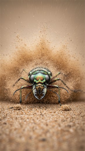 The Tiger Beetle runs so fast it goes blind. It has to stop constantly to let its brain catch up with its eyes. #tigerbeetle #fastestinsect #insects #natureismetal #insectspeed #dragrace #sciencefacts #shorts | InsectBite Asmr
