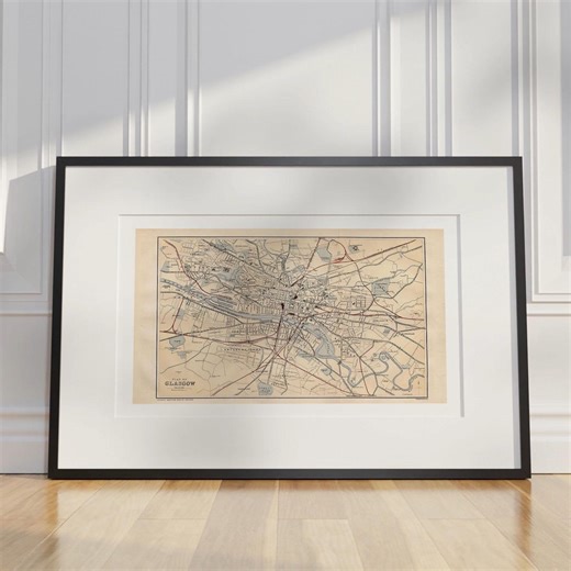 Antique Scotland Map 1883 : Glasgow - Original Scottish Cartography by John Bartholomew & Son - Etsy