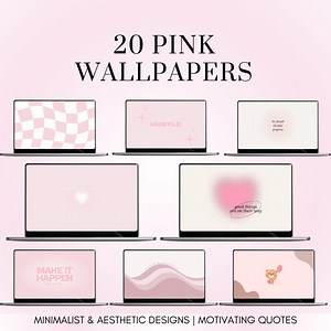 20 Pink Theme Aesthetic Desktop Wallpaper | Motivation Quotes Desktop Organizer - Etsy