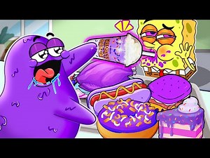 GRIMACE SHAKE vs SPONGEBOB Mukbang Convenience Store Purple Food | Spongebob Squarepants Animation