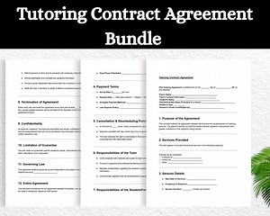 Tutoring Contract Agreement | Editable DOC & PDF Bundle - Etsy
