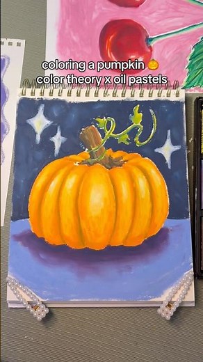 Oil pastel pumpkin drawing 🎃 #oilpastel #pumpkin #drawing #colortheory #art