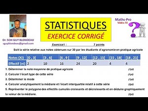Statistique cours corrigé, moyenne, variance, écart type, mode, mediane, quartiles