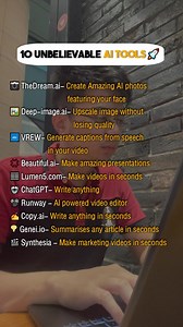 39K views · 608 reactions | 10 unbelievable AI websites and tools in 2023 that you must know #tech #adamdigital #aitools #onlinetools #websites #chatgpt #gpt4 | Gan Yin Choong Adam | Facebook