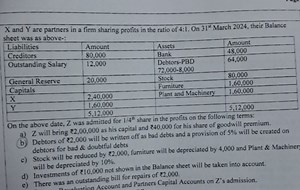 X and Y are partners in a firm sharing profits in the ratio of ... | Filo