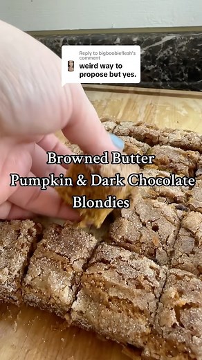Emily Lewis on Instagram: "dude its a solid hell ya for me, in case that’s not clear. Recipe 👇🏼 3/4 cup browned butter (salted) 1/2 cup pumpkin puree 1 cup brown sugar 1 egg 1 tsp vanilla 1 1/4 cups flour 1/2 tsp baking soda 1/2 tsp salt 1 tsp cinnamon 1/2 cup dark chocolate chips 3 tbs sugar 1 tsp cinnamon 350 for 25ish minutes #easyrecipe #fallrecipe #fullrecipe #instafood #baking"