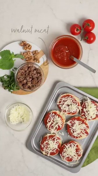 4.6K views · 41 reactions | These mini bagel pizzas with walnut meat are the perfect snack for kids or adults! The walnut meat can be made ahead of time for quick assembly. Walnut meat recipe here: https://ow.ly/tr6g50PmWmn | California Walnuts | Facebook