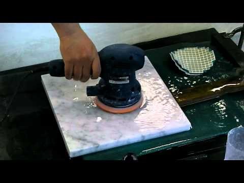 Marble polishing by orbital sander