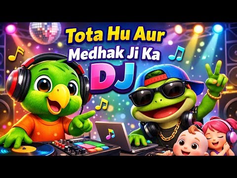 Tota Hu Aur Medhak Ji Ka DJ 🦜🐸 | Funny Hindi Poem for Kids | Animal Rap Song | Kids Entertainment