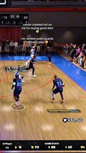 center crashed out on me for saying good shot 😭 rec random point guards still can’t pass 🥹 #nba