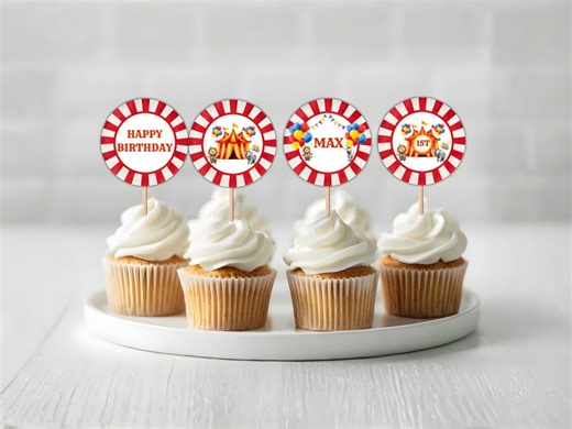 Editable Carnival Cupcake Topper Printable - Editable Circus Party Decor - Big Top Birthday Digital Download - Etsy