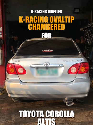 K-RACING OVALTIP CHAMBERED FOR TOYOTA COROLLA ALTIS!! 🔥 ✅WE ACCEPT HOME SERVICE ✅FREE SHIPPING NATIONWIDE ✅FREE INSTALLATION ON SHOP 📌 WE CUSTOMIZE: ✅FULL EXHAUST ✅CATBACK EXHAUST ✅AXLEBACK EXHAUST ✅DOWNPIPE ✅MIDPIPE ✅STRAIGHT PIPE ✅RESONATOR ✅SILENCER ✅MOTOR EXHAUST/ELBOW PIPE kindly visit the shop for more info‼️‼️ ☎️ For faster transaction, you may call (0977) 672 1026 📨 For more inquiries, you may send us a message here! 📍: we are located at K-Racing Muffler 25 C Sumulong Hwy, Antipolo, 