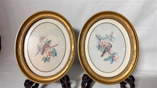 VTG Set of 2 Homco Home Interiors Oval Gold Frame Birds Flower Pictures 11×9" - Etsy