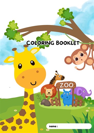 Zoo Animals Coloring Book for Children, 16 Pages Fun Activity - Etsy