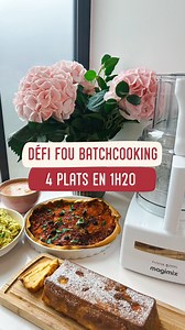#defifou spécial batchcooking : 4 plats en 1h20 ! Oui oui c’est possible avec le Robot Multifonction et tous ses ustensiles ! Pour vous inspirer, @acha_happybody vous a concocté : 🍅 Une tarte tomates oignons 🌿 Une sauce courgette, parmesan, basilic pour des pâtes crémeuses 🍎Un invisible aux pommes 🥒Un gaspacho d’été Clairement le compagnon idéal pour vos plats maison ! Vous l’avez déjà testé ? #magimix #robotmultifonction #batchcooking #cuisinemaison | Magimix