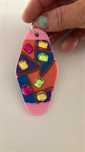 Sparkly Keychain DIY ✨ Rectangle Stones + Acrylic Marker Magic! #shorts #ytshorts #diy