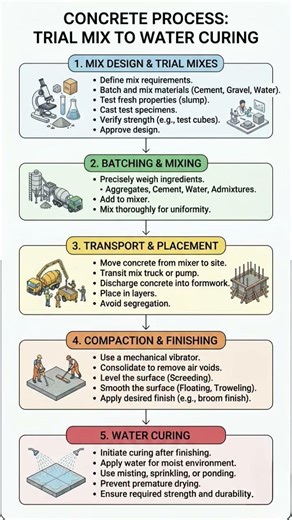 Concrete Process Flowchart #concrete #civilengineering #training #shorts