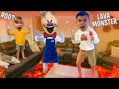 ROD is the LAVA MONSTER! Ice Scream In REAL LIFE (the floor is lava) FUNhouse Family