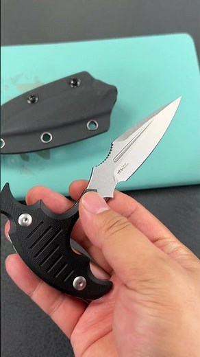 KUBEY KU242A Push Dagger Fixed Blade Outdoor Knives w/ Kydex Sheath Black G-10 Beadblast 14C28N
