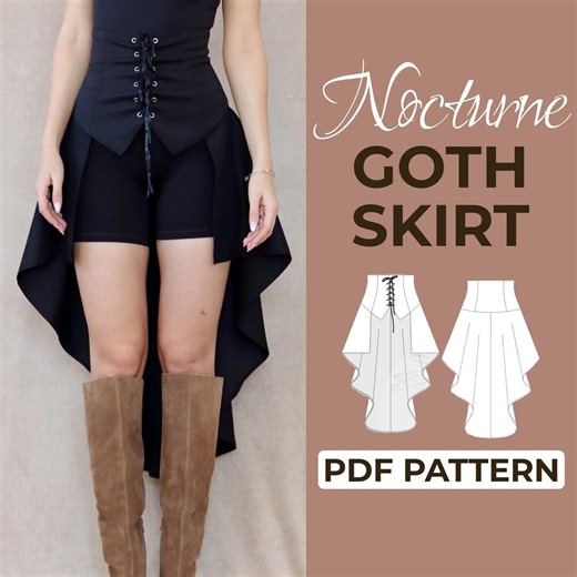 High Low Skirt Sewing Pattern | Lace up Victorian Skirt | Pattern + Detailed Illustrated Instruction | XXS - 7XL | A0, A4 & Us-letter - Etsy